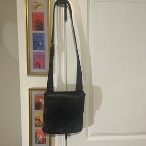 vintage Black leather cross body pocket book